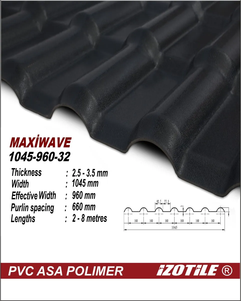 Izotile Maxiwawe Антрацит 1050х2200 мм (2,31м2) 1 Polycarbonate.md Izotile Maxiwawe Антрацит 1050х2200 мм (2,31м2)