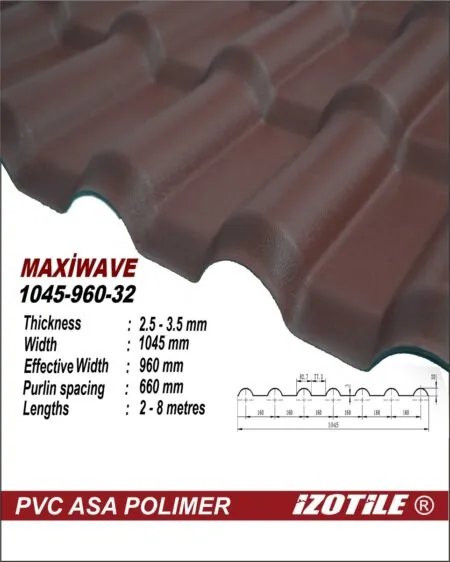 Home 26 Polycarbonate.md Izotile Maxiwawe Шоколадный 1050х2200 мм (2,31м2)