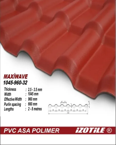 Home 27 Polycarbonate.md Izotile Maxiwawe Терракота 1050х2000 мм (2,10м2)