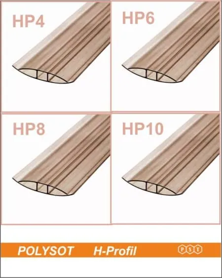 Profil policarbonat H de conectare bronz L-6000 mm