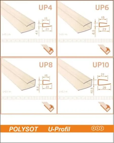 Profil policarbonat H cu capete bronz L-2100 mm